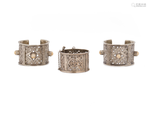 Three North African silver bracelets