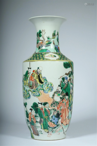A CHINESE WU-CAI FIGURES STORY PORCELAIN VASE