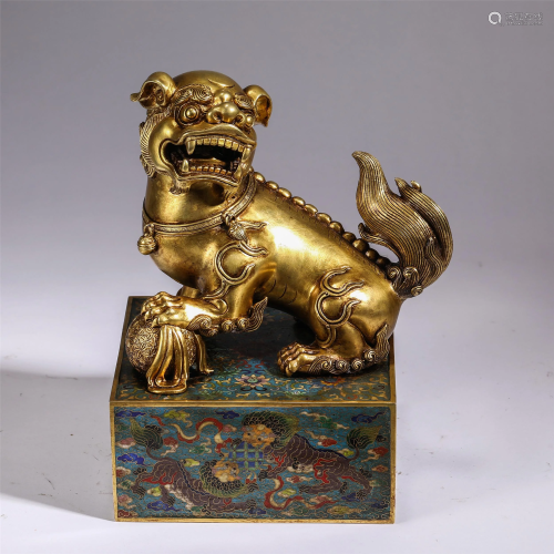 A CHINESE CLOISONNE BEAST SEAL