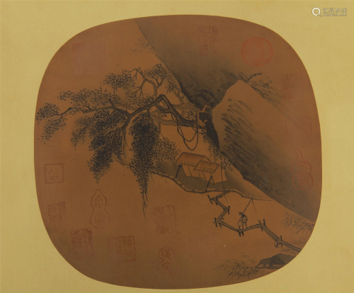 A CHINESE LANDSCAPE-AND-FIGURE PAINTING