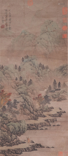 A CHINESE LANDSCAPE-AND-FIGURE PAINTING