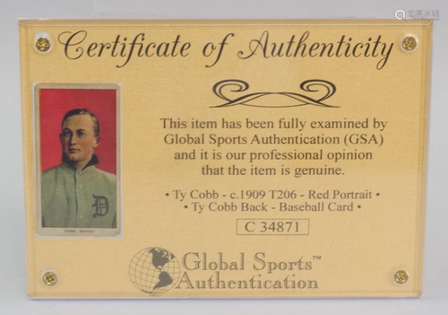 1909 Red Portrait Ty Cobb Photo Card COA