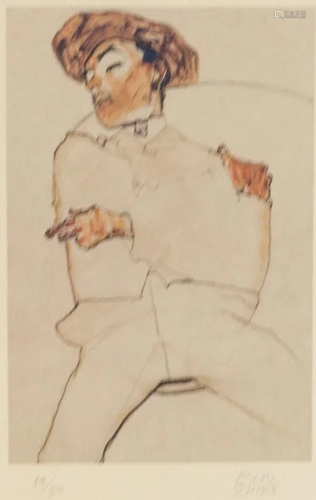 Austrian Lithograph 19/50 Signed EGON SCHIELE