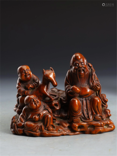 A CHINESE HARDWOOD FIGURES STORY DECORATION