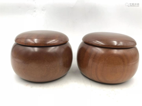 PAIR OF HUANGHUALI WEIQI BOXES AND COVERS