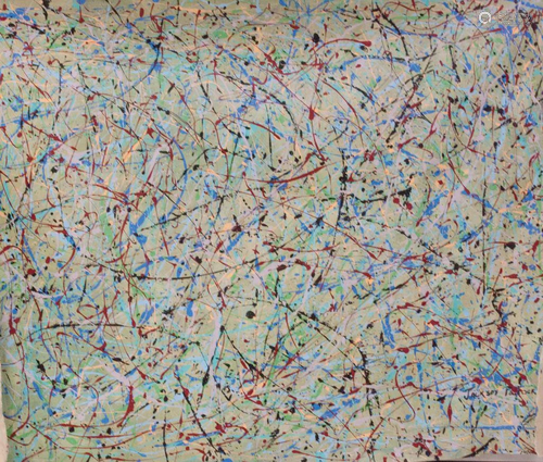 American Oil on Canvas Signed Pollock