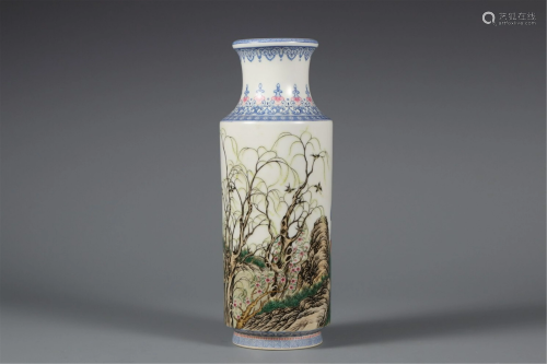 A CHINESE FAMILLE ROSE HERDING-BUFFALOES VASE