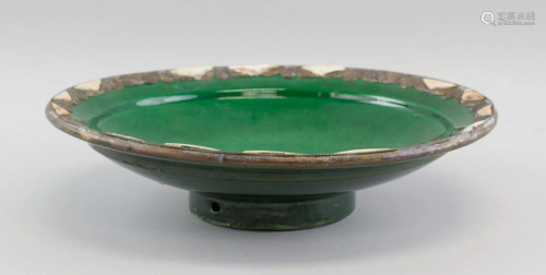 Greek Green Bowl with Copper Decorative Rim