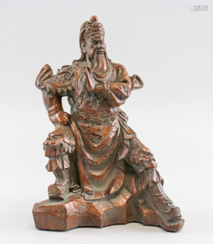 Chinese Huali Wood Carved Figure of Guan Gong