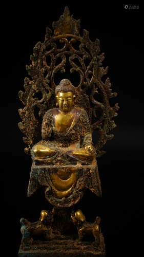 Chinese Bronze Gold Gilded Buddha Statue