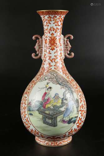 Chinese Qing Dynasty Qianlong Fanhong Gold Painted 