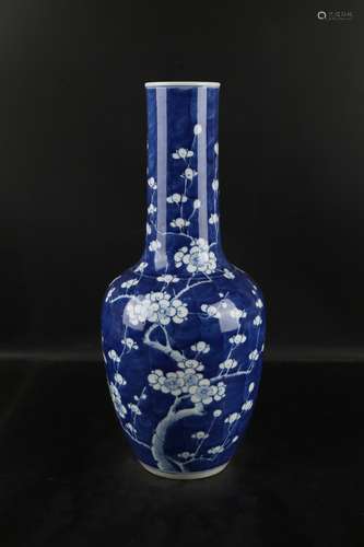 Chinese Qing Dynasty Kangxi Blue And White Porcelain Bottle