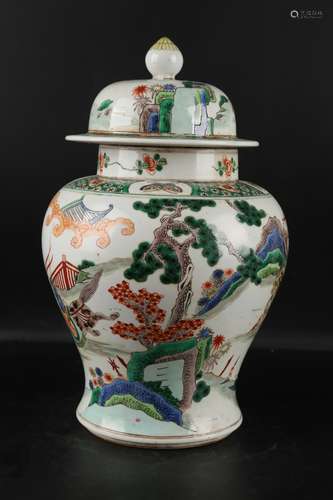 Chinese Qing Dynasty Kangxi Verte Rose Porcelain Jar