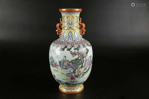 Chinese Qing Dynastygan Famille Rose Porcelain 