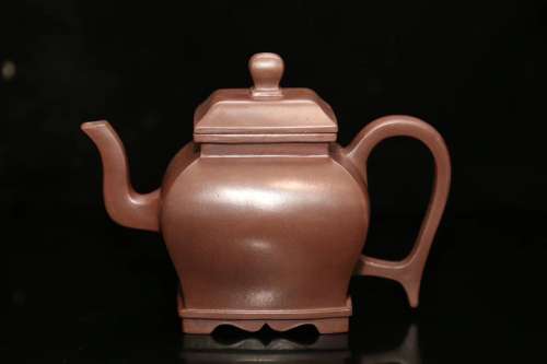 Chinese Square Dingzhu Teapot With Mark Of Chen Hezhi