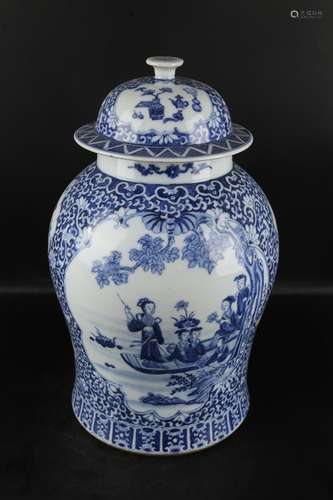 Chinese Qing Dynasty Qianlong Blue And White Porcelain Jar