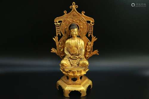 Chinese Bronze Gold Gilded Buddha