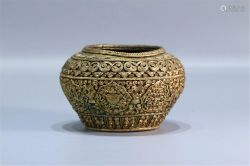 A SILVER GILT BABAO JAR