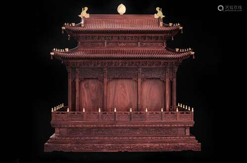 Chinese Zitan Rosewoord Carved Buddhist Niches By Hand