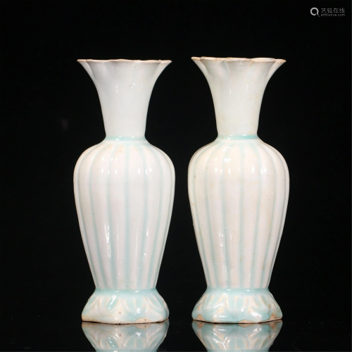 PAIR OF PALE BLUE GLAZED PORCELAIN VASES