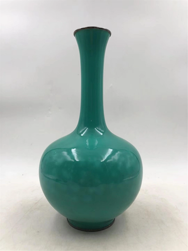 A TURQUOISE GREEN GLAZE BRONZE VASE