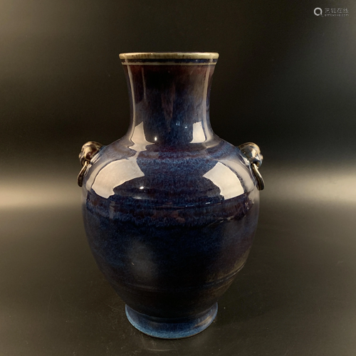 Chinese Flambe Glazed Porcelain Vase