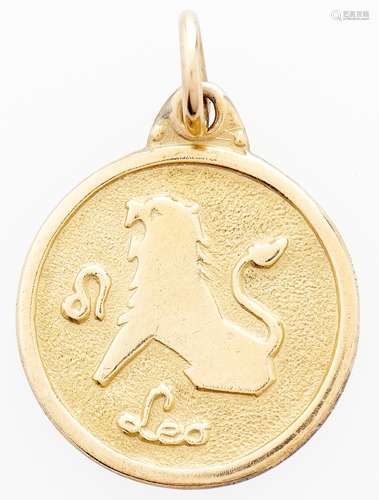 A gold Leo pendant, 3.5g Good condition