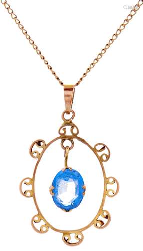 A blue paste openwork pendant, early 20th c, in gold, indist...