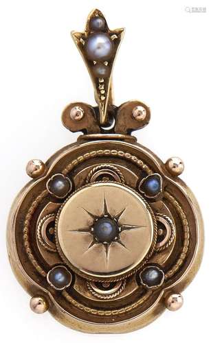 A Victorian split pearl set gold pendant, c1870, adapted fro...