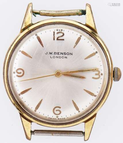 A J W Benson gold plated wristwatch, 33mm Working but with s...