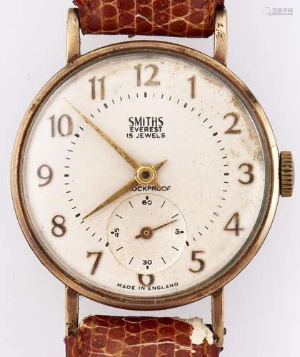 A Smiths 9ct gold wristwatch, Everest, 32mm, London 1962 Wor...