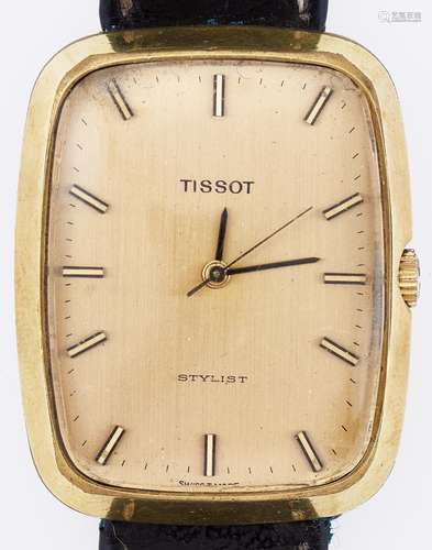 A Tissot gold plated wristwatch, Stylist, 33 x 41mm, c1975 W...