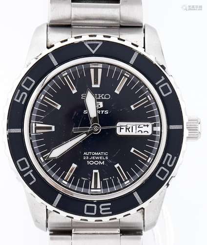 A Seiko stainless steel self winding wristwatch, 5 Sports, R...