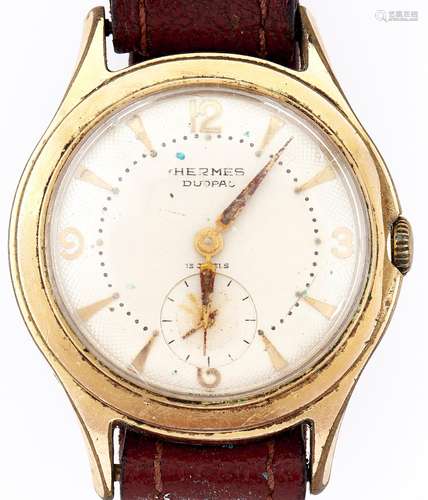 A Hermes gold plated wristwatch, Duopac, 33mm Plating worn i...