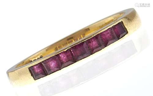 A ruby ring, in gold marked 18k, 3.7g, size M Good condition