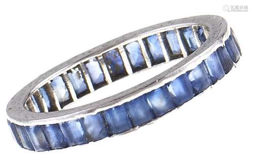 A sapphire eternity ring, platinum mount, unmarked, 3.3g, si...