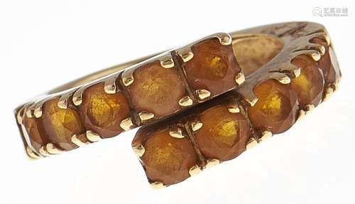 A Portuguese citrine ring, in gold, control mark for 18ct, 8...