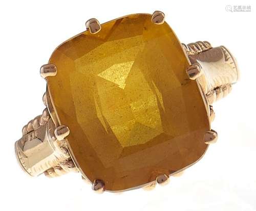 A Portuguese yellow sapphire ring, in gold, maker's mark, co...