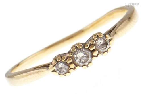 A three stone diamond ring, in 18ct gold, 2.7g, size T Hoop ...