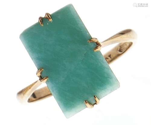 An amazonite ring, in gold marked 9ct, 2.3g, size M Good con...