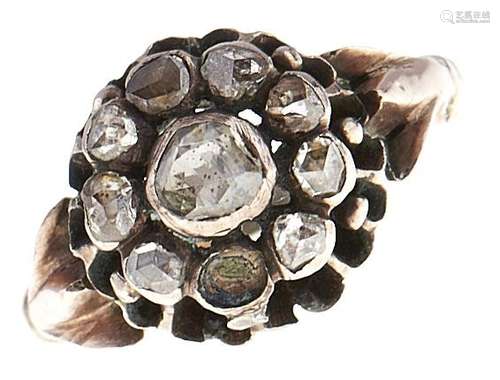 A Georgian rose diamond ring, later associated gold hoop, 2....