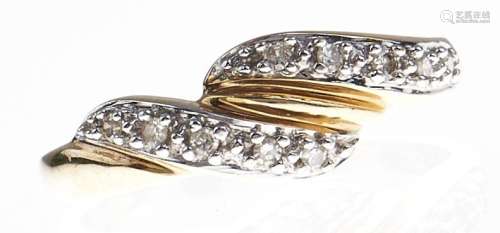 A diamond ring, in two colour gold marked 14k, 2.8g, size N ...