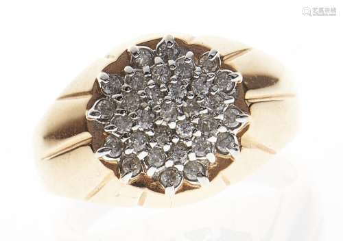 A diamond cluster ring, in 14ct gold, 8.5g, size F Good cond...