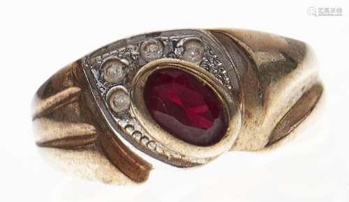 A gem set ring, in gold marked 14k, 2.7g, size L½ Light wear
