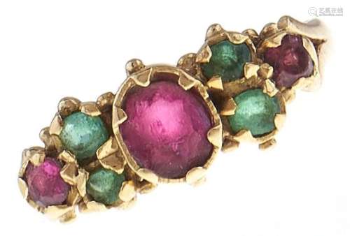 An antique tourmaline ring, c1900, in 18ct gold, 3g, size H ...