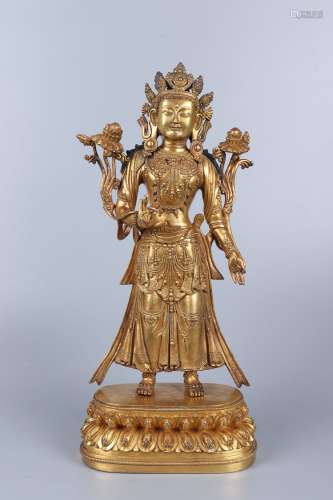 chinese gilt bronze tara statue