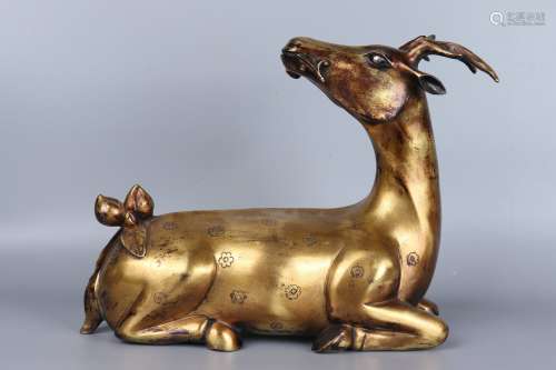 chinese  gilt bronze deer