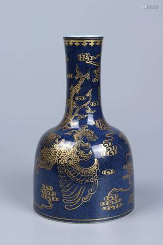 chinese blue-ground porcelain mallet-form vase