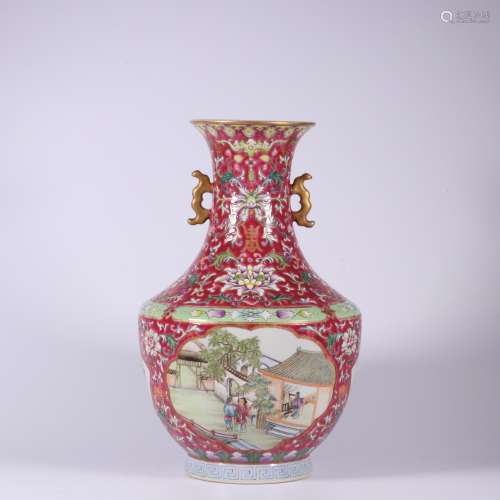 chinese ruby-red glazed porcelain vase