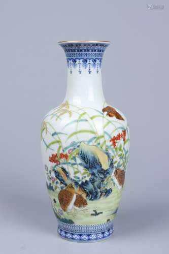 chinese blue and white famille rose porcelain vase